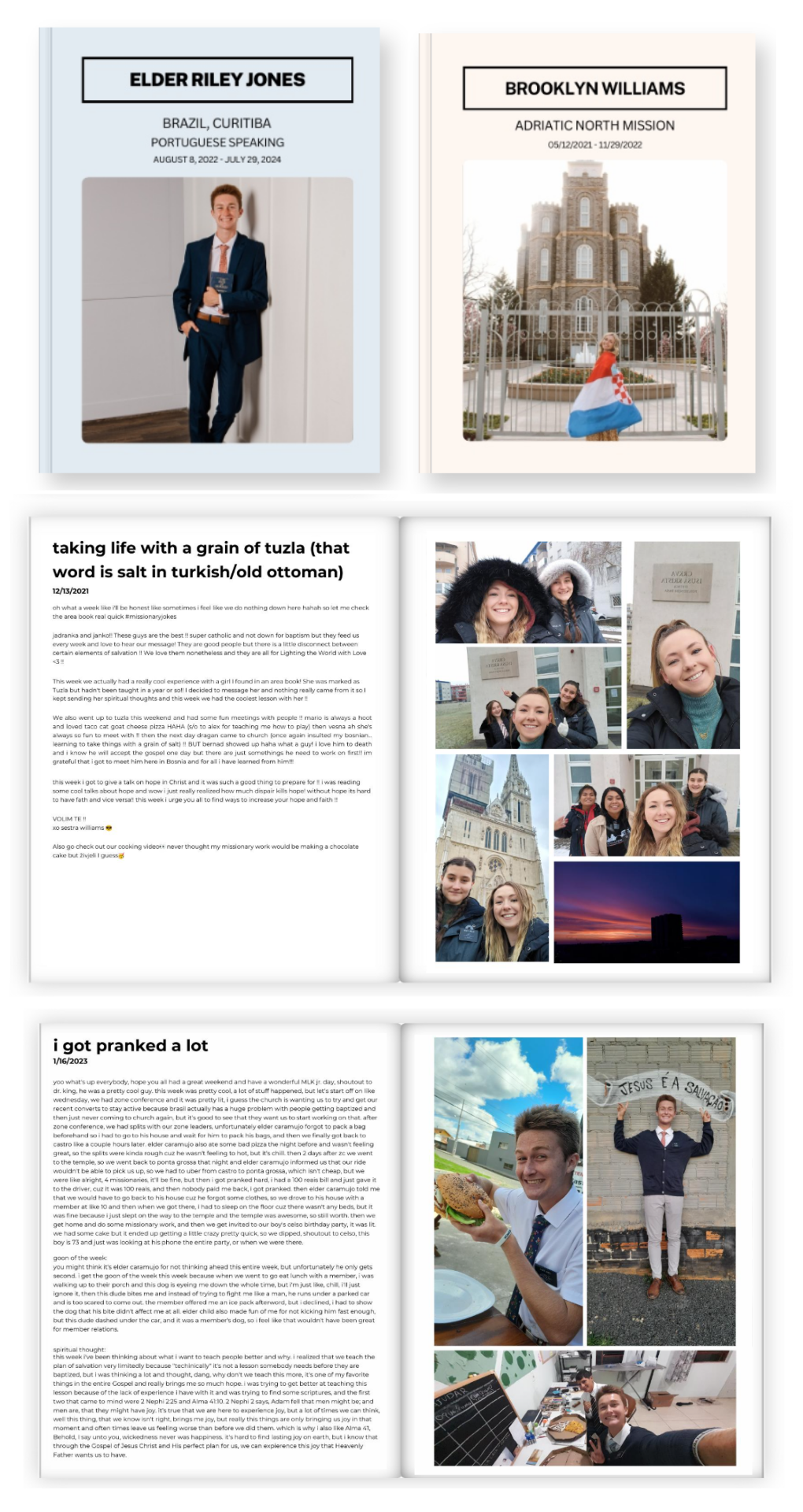 Example Missionary Book Pages