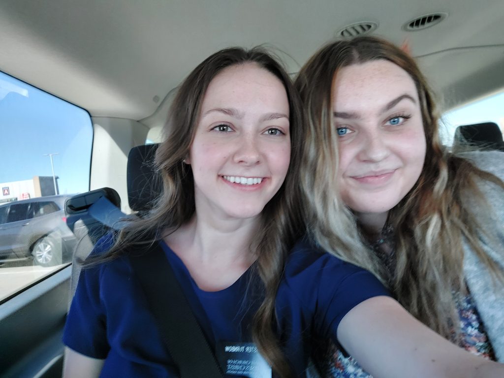 Photo of Sadie and her MTC companion the day that they were "born"