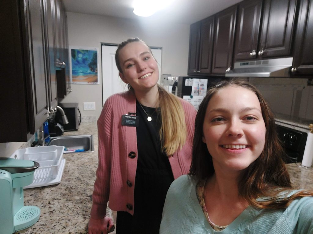 Sadie and her companion the day they transferred to "pinkwash" an area